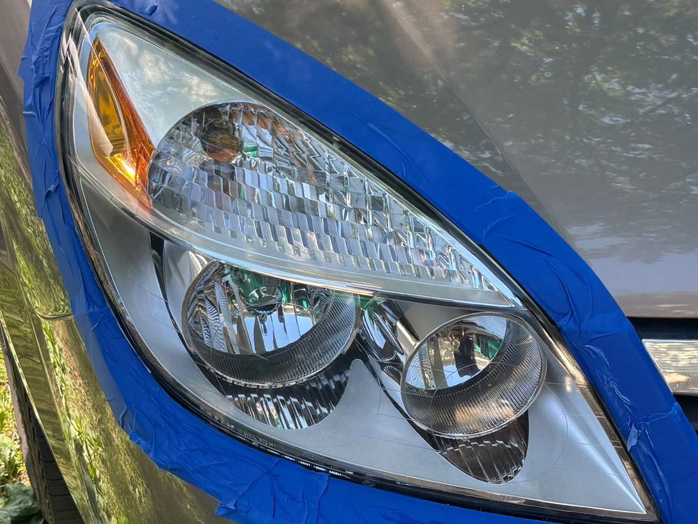 Headlight after restoration, clear and bright